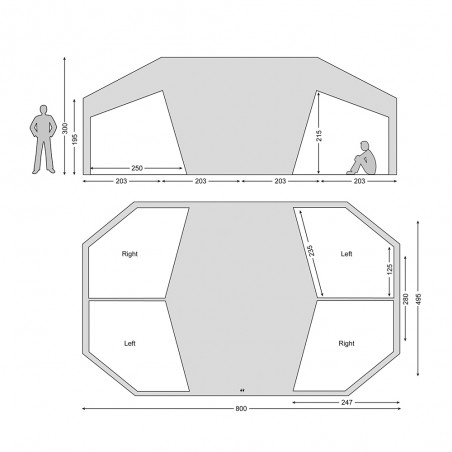 Habitaciones (2) para la tienda de campaña  Nordisk VANAHEIM 40 m² - arena