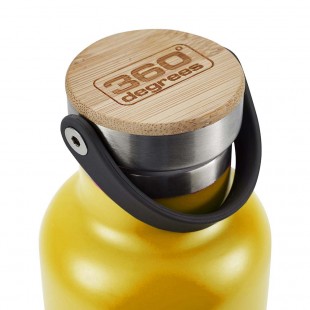 360 Degrees Tapón Bambú 750 ml amarillo - Botella termo
