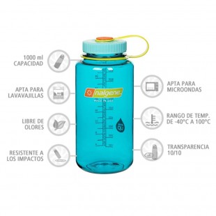 Nalgene Boca Ancha azul cerúleo 1 Litro – Botella cantimplora