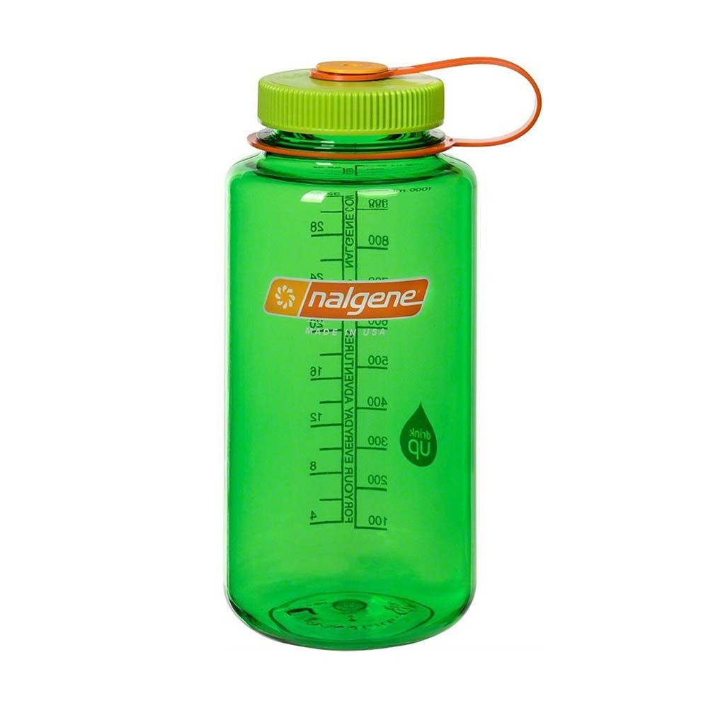 Nalgene Boca Ancha verde tapón verde naranja 1 Litro – Botella cantimplora