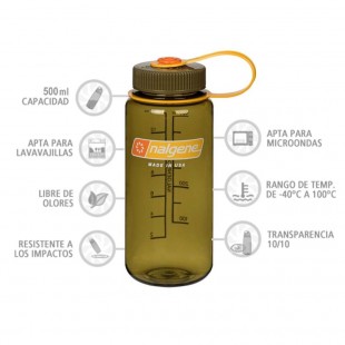 Nalgene Boca Ancha aceituna 500 ml – Botella cantimplora