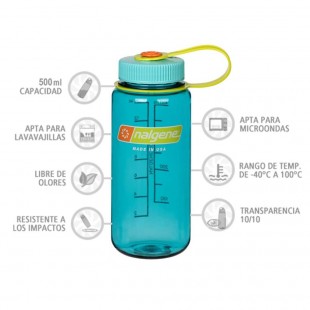 Nalgene Boca Ancha azul cerúleo 500 ml – Botella cantimplora