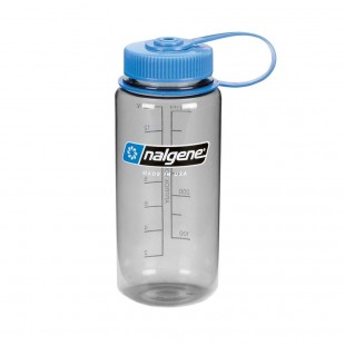 Nalgene Boca Ancha gris tapón azul 500 ml – Botella cantimplora