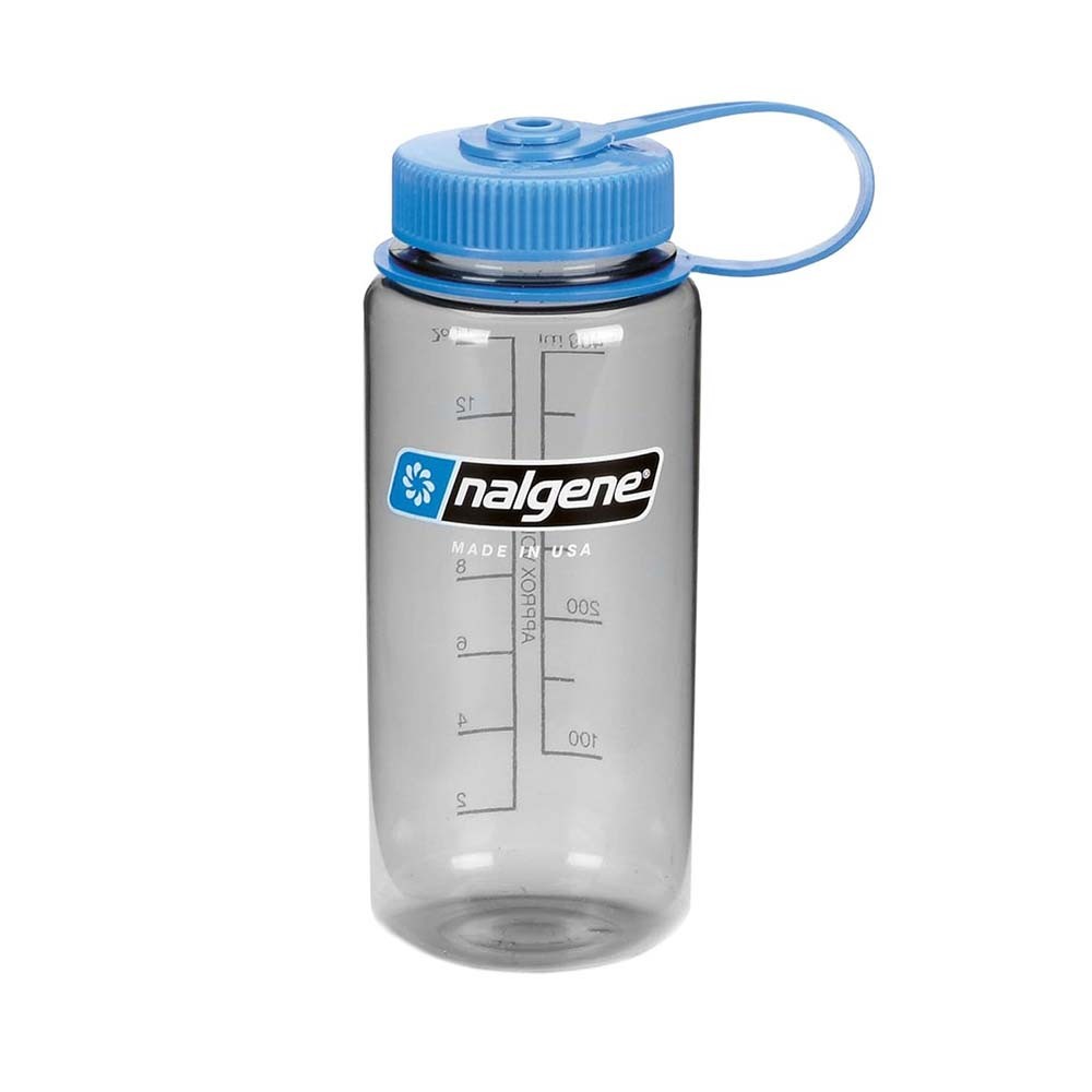 Nalgene Boca Ancha gris tapón azul 500 ml – Botella cantimplora