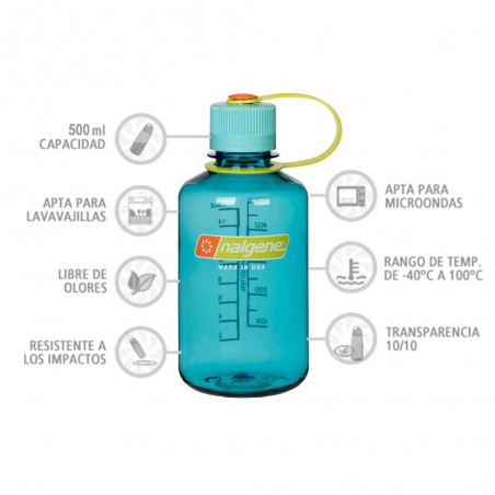 Nalgene Boca Estrecha azul cerúleo 500 ml – Botella cantimplora
