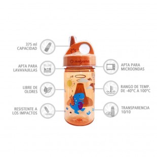 Nalgene Grip'n Gulp dinosaurios 375 ml – Botella cantimplora para niños
