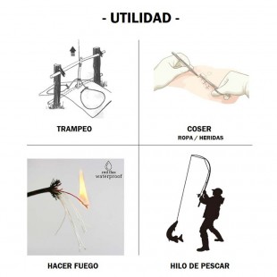 Cordón North Star Paracord 550 PRO de 7+3 hebras con hilo de fuego, coser y pesca – por metro marrón claro