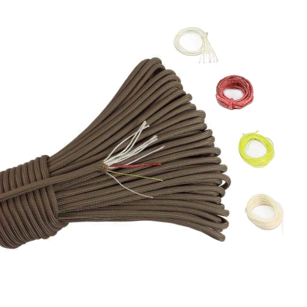 Cordón North Star Paracord 550 PRO de 7+3 hebras con hilo de fuego, coser y pesca – por metro negro