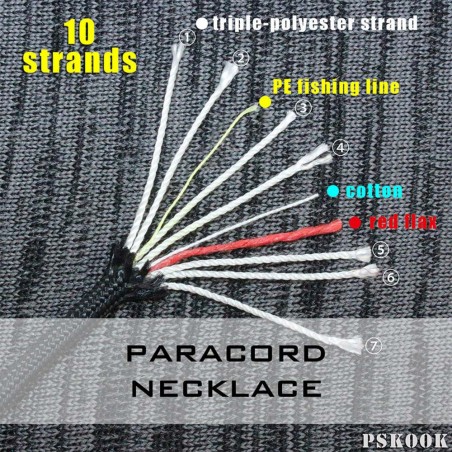PSKOOK Fire starter necklace negro - Collar paracord con ferrocerio