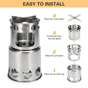 Lixada Tower Wood Stove - Hornillo plegable de leña