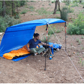Toldo o refugio RAFIA 2,5 X 3,6 con cuerda nylon de 20 m - azul