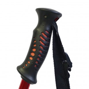 Bastón de trekking Hosa ANTISHOCK 3 TRAMOS - rojo